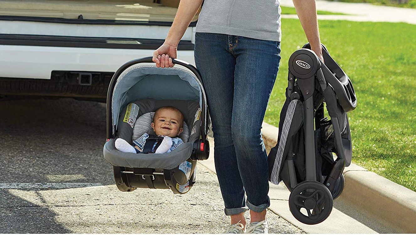 baby pushchair and car seat