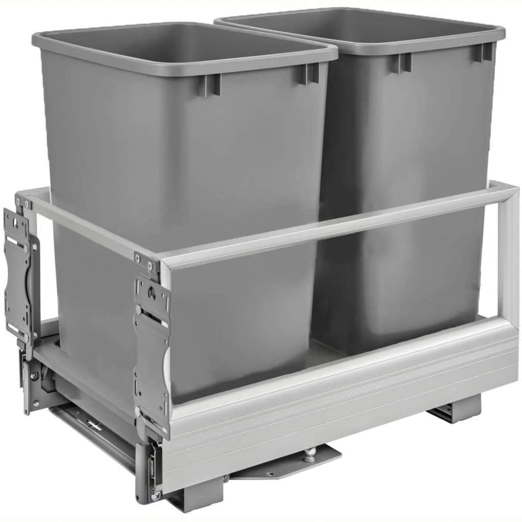 3. Rev A Shelf 5149 18DM 217 22 X 14 X 19.5 Inch Double 35 Quart Pull Out Kitchen Cabinet Waste Container Storage With Trash Can Wire Basket 1024x1024 
